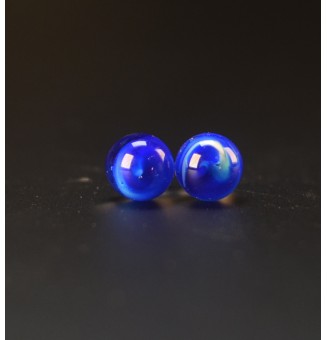 puces d'oreilles Gros diametre, 2 Bleus 9.5 mm Acier Inoxydable en verre