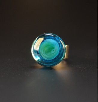 Bague cabochon bleu VERT en...