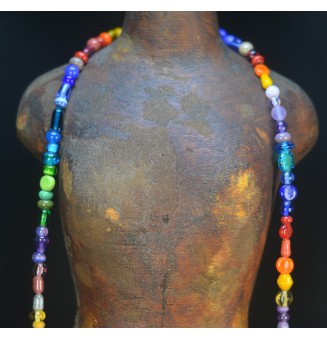 Sautoir d’Exception – 170 Perles de Verre Filé Multicolores – Pièce Maîtresse
