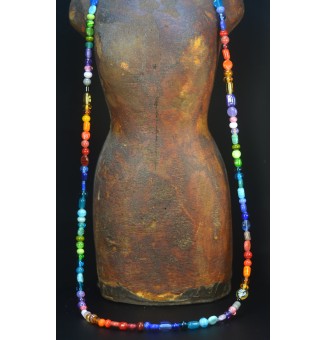 Sautoir d’Exception – 170 Perles de Verre Filé Multicolores – Pièce Maîtresse