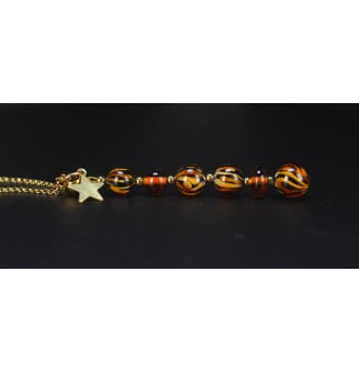 Collier "Éclat de Joie "LEOPARD" en perles de verre filé - acier inoxydable