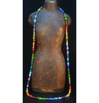 Sautoir d’Exception – 138 Perles de Verre Filé Multicolores – Pièce Maîtresse