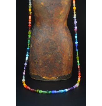Sautoir d’Exception – 138 Perles de Verre Filé Multicolores – Pièce Maîtresse