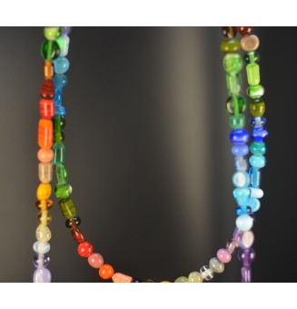 Sautoir d’Exception – 138 Perles de Verre Filé Multicolores – Pièce Maîtresse