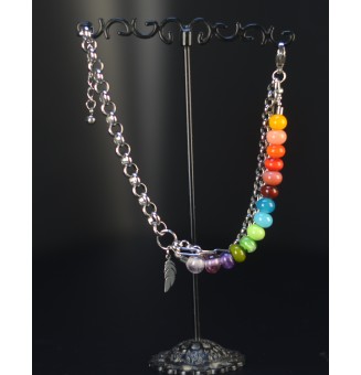 Bracelet Multi-Rangs Argenté & Perles de Verre Multicolores – Création Artisanale Unique