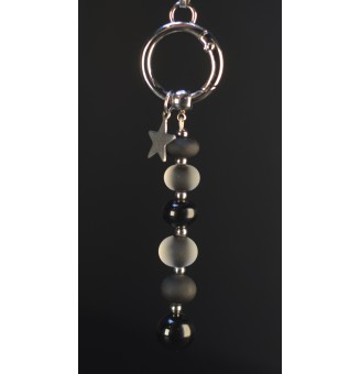 Collier Modulable Noir – Pendentif Verre Filé Mate & Brillant avec Mousqueton – Acier Inoxydable