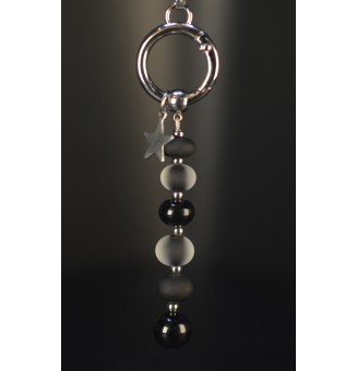 Collier Modulable Noir – Pendentif Verre Filé Mate & Brillant avec Mousqueton – Acier Inoxydable