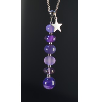Collier violet Élégance – Perles de Verre Filé Mate & Brillante – Acier Inoxydable Argenté