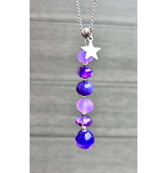 Collier violet Élégance – Perles de Verre Filé Mate & Brillante – Acier Inoxydable Argenté