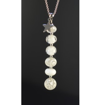 Collier blanc Élégance – Perles de Verre Filé Mate & Brillante – Acier Inoxydable Argenté