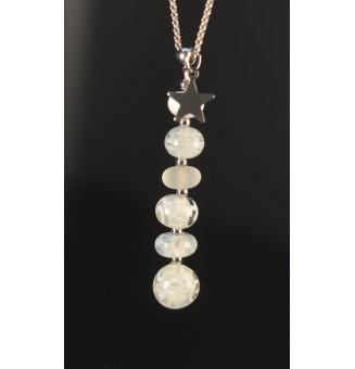Collier blanc Élégance – Perles de Verre Filé Mate & Brillante – Acier Inoxydable Argenté