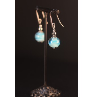 Boucles d’oreilles en perles verre filé – BLEU CLAIR - acier inoxydable