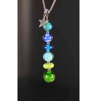 Collier "Éclat de Joie" – Création Multicolore en Verre Filé – Pendentif 6 Perles Artisanales