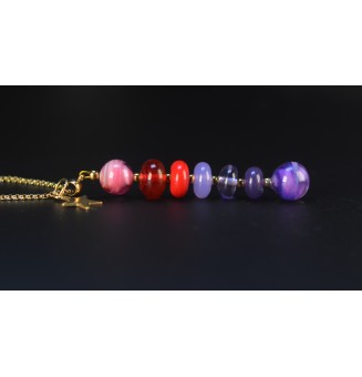 Collier "Éclat de Joie" – Création Multicolore en Verre Filé – Pendentif 7 Perles Artisanales