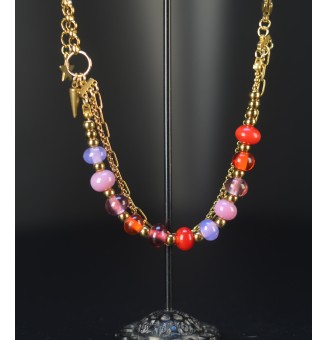 Bracelet Multirangs Doré & Perles de Verre Filé – Modèle Unique - MULTICOLORE