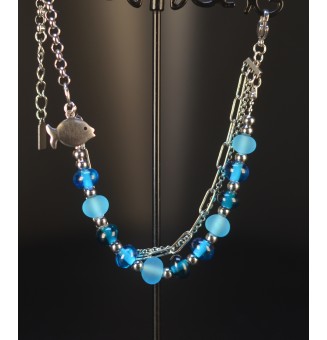 Bracelet Multirangs  & Perles de Verre Filé – Modèle Unique - divers bleus