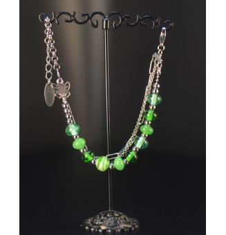 Bracelet Multirangs  & Perles de Verre Filé – Modèle Unique - divers verts
