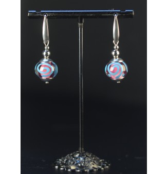 Boucles d’oreilles en perles verre filé – ROSE TURQUOISE - acier inoxydable