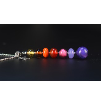 Collier "Éclat de Joie" – Création multicolore  en Verre Filé – Pendentif 7 Perles Artisanales