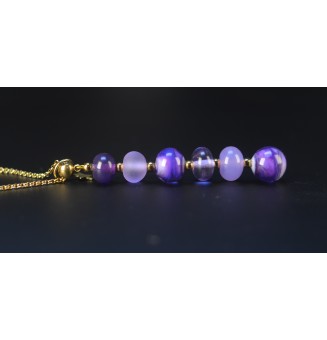 Collier violet Élégance – Perles de Verre Filé Mate & Brillante – Acier Inoxydable Doré