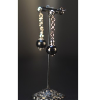 Boucles d’oreilles en perles verre filé – noir - acier inoxydable