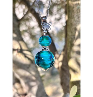 Collier Long Bleu & Vert En...