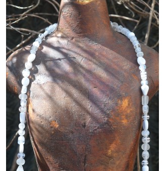 Sautoir d’Exception Blanc – Collier Long En Verre Filé Artisanale – 110 cm