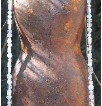 Sautoir d’Exception Blanc – Collier Long En Verre Filé Artisanale – 110 cm