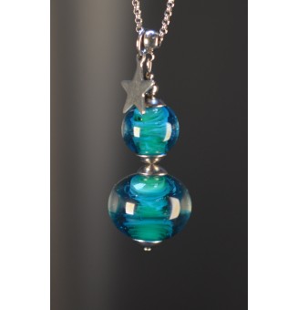 Collier Long Bleu & Vert En...