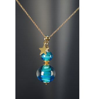 Collier Long Bleu & Vert En...