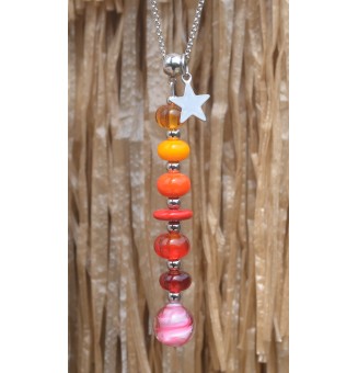 Collier "Éclat de Joie" – Création multicolore  en Verre Filé – Pendentif 7 Perles Artisanales