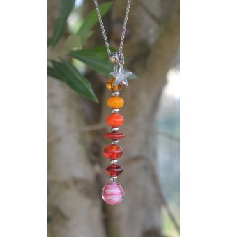 Collier "Éclat de Joie" – Création multicolore  en Verre Filé – Pendentif 7 Perles Artisanales