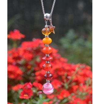 Collier "Éclat de Joie" – Création multicolore  en Verre Filé – Pendentif 7 Perles Artisanales