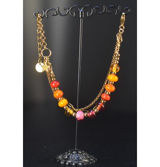 Bracelet Multirangs Doré & Perles de Verre Filé – Modèle Unique - MULTICOLORE