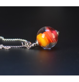 Collier Long multicoloreen Verre Filé – Perle 2,4 cm – Acier Inoxydable – 76 cm