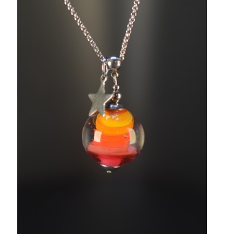 Collier Long multicoloreen Verre Filé – Perle 2,4 cm – Acier Inoxydable – 76 cm