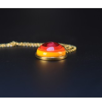 Collier Cabochon Multicolore Lumineux – Verre Filé & Acier Inoxydable Doré