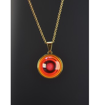 Collier Cabochon Multicolore Lumineux – Verre Filé & Acier Inoxydable Doré