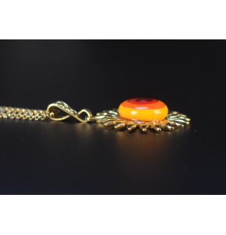 Collier Soleil – Cabochon en Verre Filé Multicolore & Acier Inoxydable Doré
