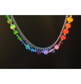Collier Multi-Rangs Multicolore – Dégradé Lumineux en Verre Filé Artisanal