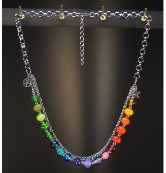 Collier Multi-Rangs Multicolore – Dégradé Lumineux en Verre Filé Artisanal