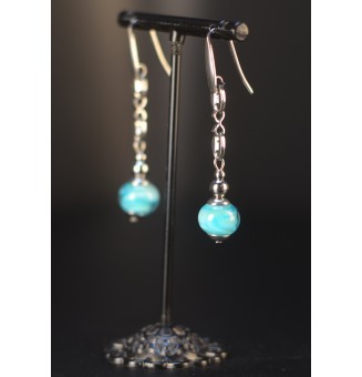 Boucles d’oreilles en perles verre filé – BLEU - acier inoxydable