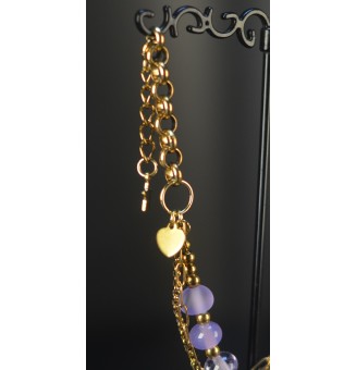 Bracelet Multirangs  & Perles de Verre Filé – Modèle Unique - Violet mauve