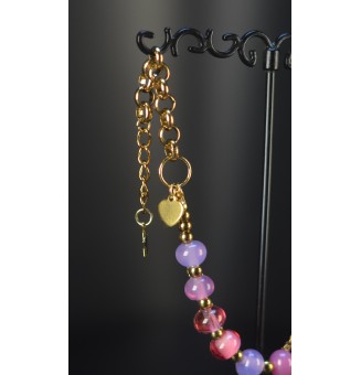 Bracelet Multirangs  & Perles de Verre Filé – Modèle Unique - rosemauve