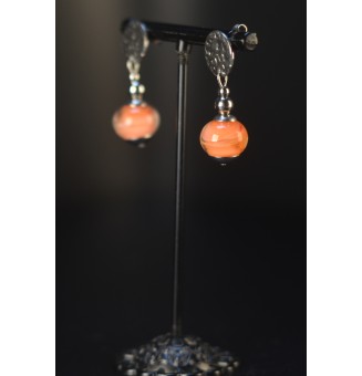 Boucles d’oreilles en perles verre filé – ABRICOT - acier inoxydable