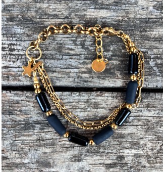 Bracelet multi-rangs doré –...