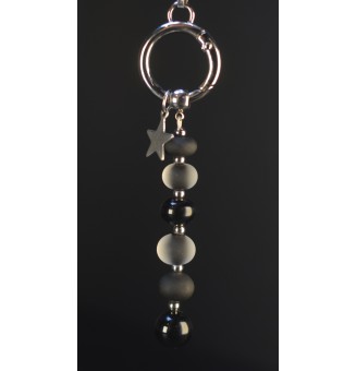 Collier Modulable Noir – Pendentif Verre Filé Mate & Brillant avec Mousqueton – Acier Inoxydable