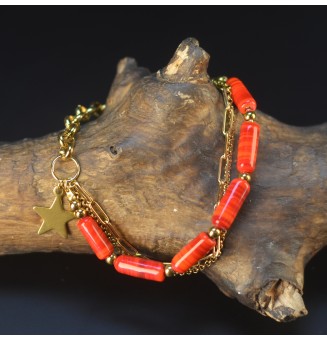 Bracelet multi-rangs doré –...
