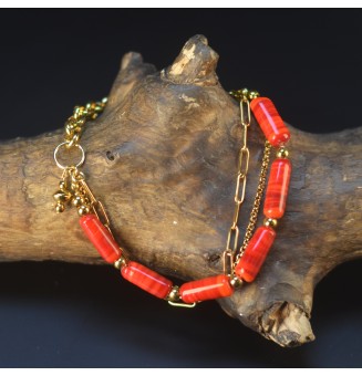 Bracelet multi-rangs doré –...