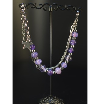 Bracelet Multirangs  & Perles de Verre Filé – Modèle Unique - Violet givré